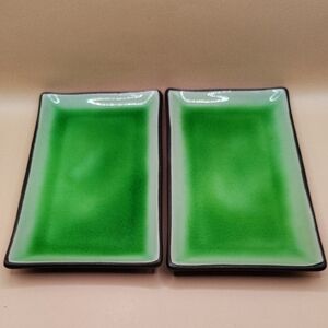 Set Of 2 Kotobuki Green Rectangle Sushi Serving Trays. About 8.5" x 5"